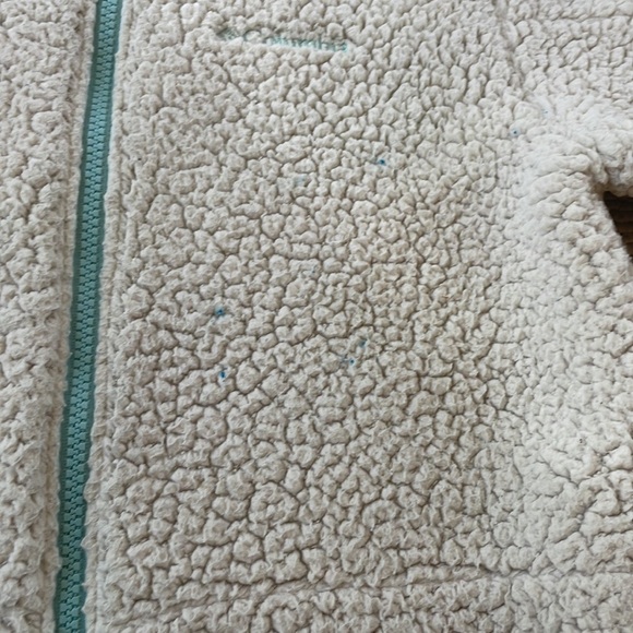 🌿Columbia fleece jacket - girls, size 10, off white/cream color blue trim🌿 - Picture 4 of 10